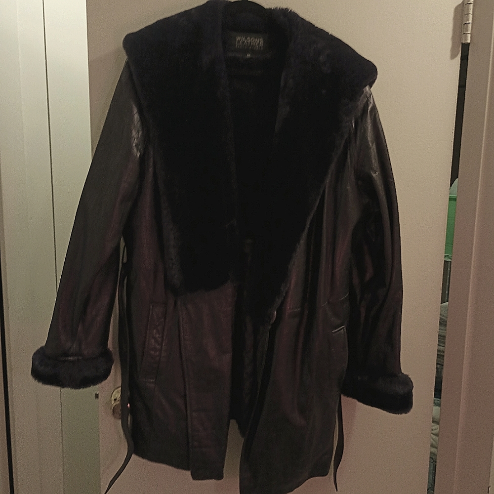 Wilson Leather Pelle Studio Coat size 1x Deep Purple